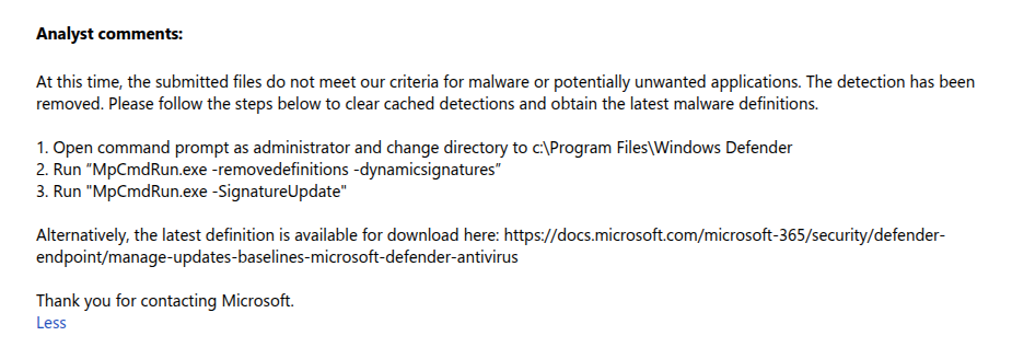 Microsoft Security analyst comment